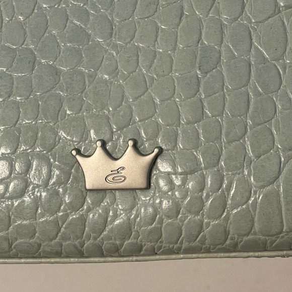 Elaine Turner Croc Embossed Satchel Womens Mint Green Leather Handbag Purse - Picture 6 of 13